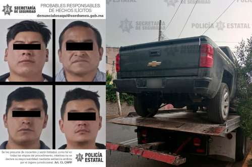 Detienen en Toluca, camioneta relacionada con un  robo y a sus 4 tripulantes